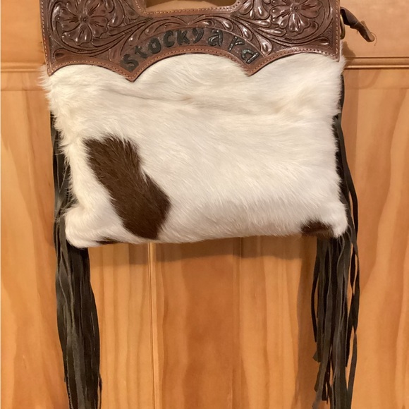 Vintage Stockyard handbag/Purse leather/cowhide with fringe - Picture 2 of 10